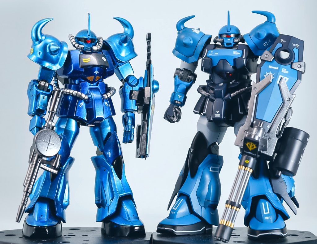 グフ・カスタムと去年作ったノーマルグフとのツーショット。