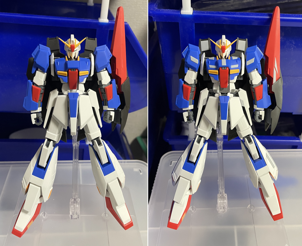 素組み写真とっていなかったので、なるべく初期のものとの比較写真です。あまり慣れていませんが、エッジを意識してヤスリがけしてみました。とりあえず夏のうち?に完成して良かったー(gundam-kao2)ここまでご覧頂きありがとうございます。