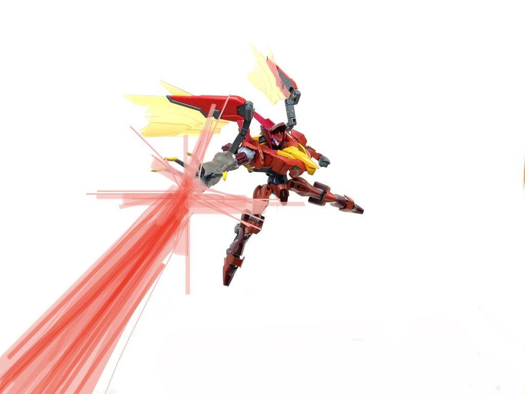 右腕の輻射波動砲は胸部に搭載された追加装甲件動力ユニットで強化されてます。