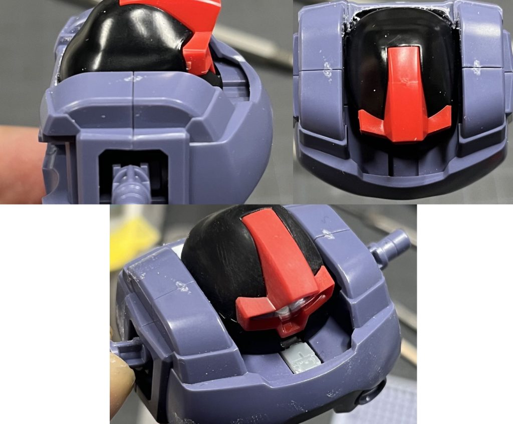 頭部を後方へ移設　隙間にディテールパーツ埋め込み