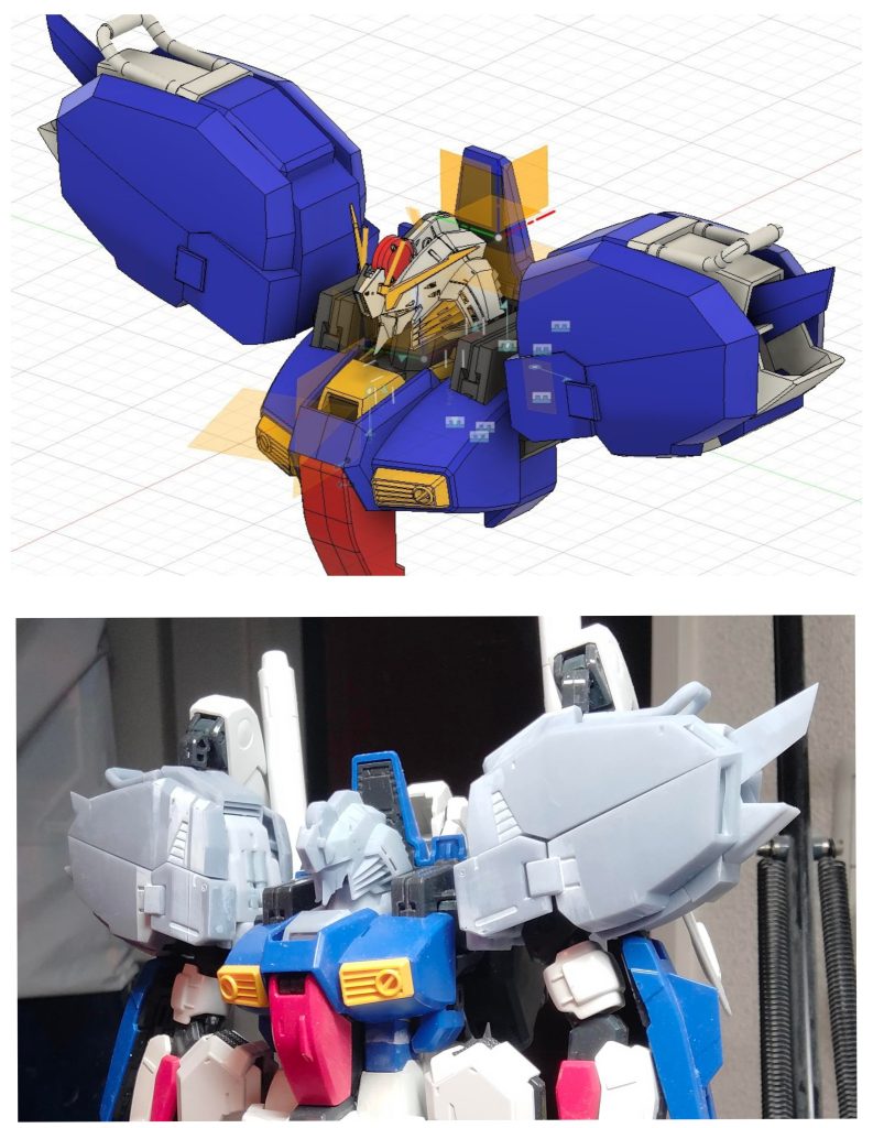 肩のデジモバランスを見るため胴体を採寸して大まかな形状を割り出しディテールを追加していきました