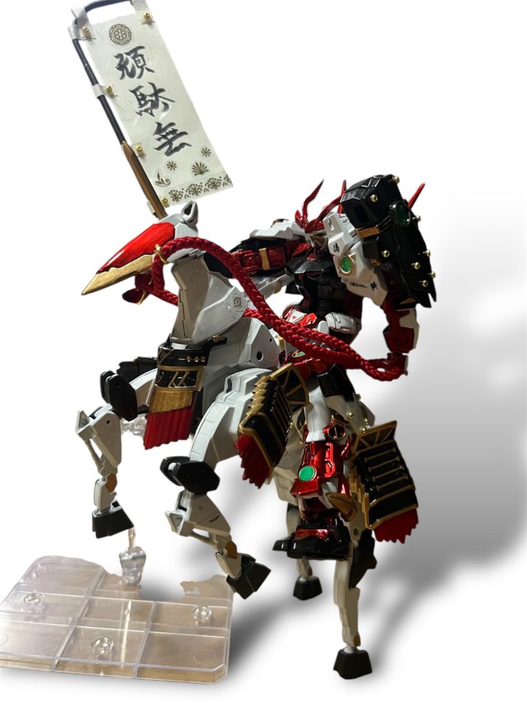 のぼり旗は、余ったランナーと和紙の折り紙で作りました