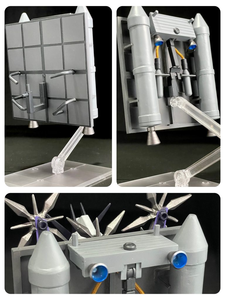 ブースターカイト（仮称）単体です。背面上部のデッキを展開すると、上に他のヒーローズ系キットを乗せることができるようになります。