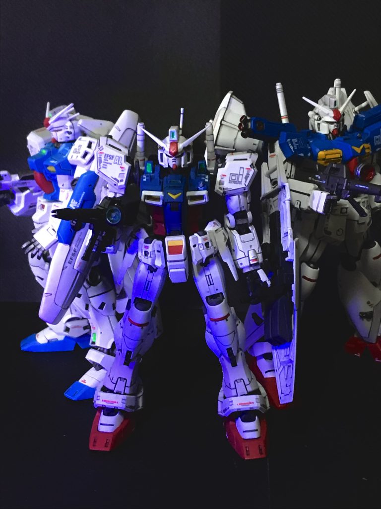 同時期に作ったGPシリーズたちと撮影。コウ・ウラキの軌跡!抹消されるけど・・・。