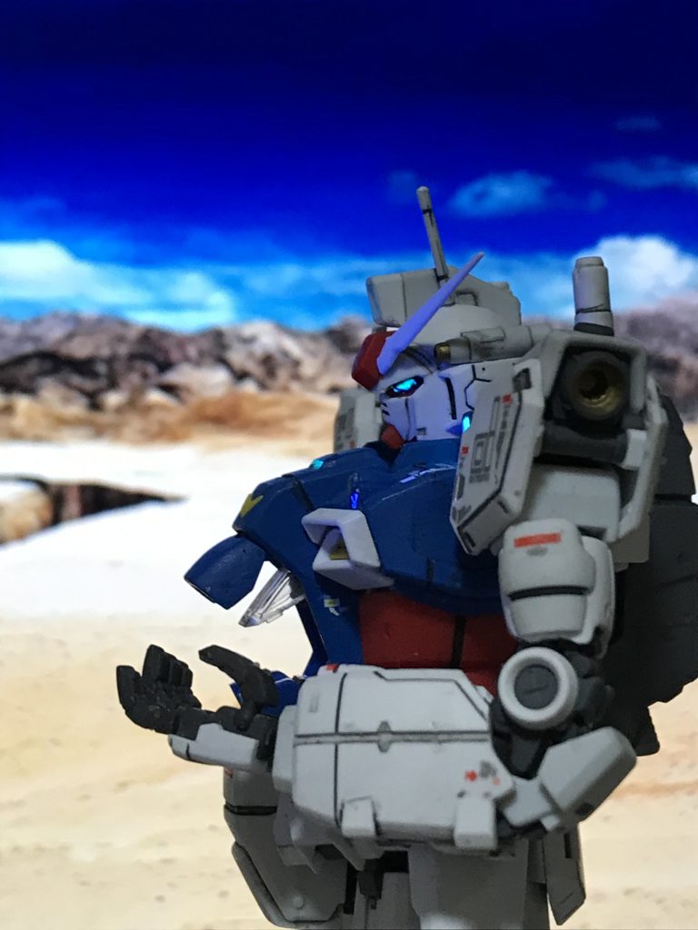 アレン中尉の戦死、バニング大尉の負傷、2号機の奪還失敗後の立ち尽くす1号機をイメージ。立ち尽くすコウはイメージしてみて下さい。