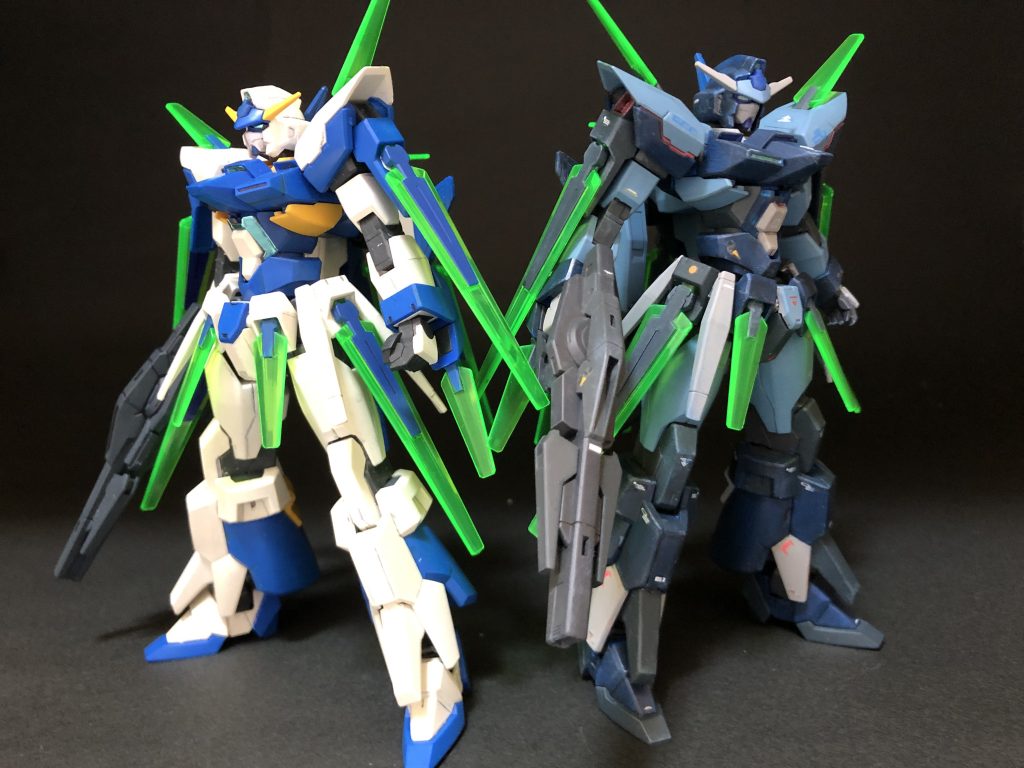 以前につくったオリジナルカラーのものと並べて。やっぱりブルー系が似合うなぁ。プラモデル完成品　2024 その59