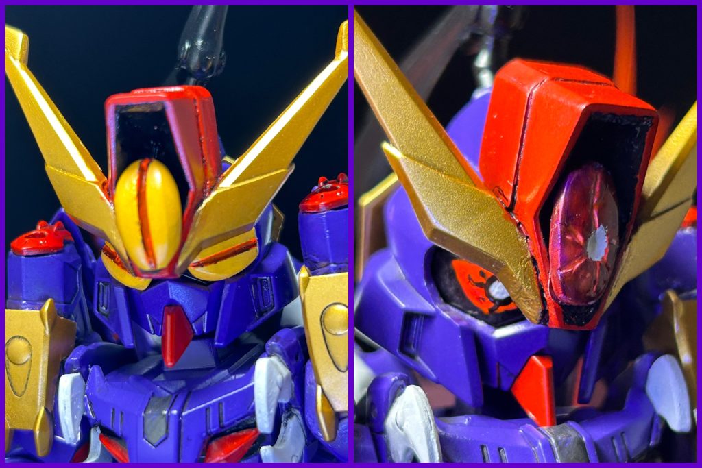 侵食が進行、三つの目を開眼!窮奇「見せてあげましょう…私の真の力を…‼︎」 (喋り口調は、「相棒」の右京さんor仮面ライダーWの井坂深紅郎=ウェザードーパントのどちらかでイメージして下さいw) 元ネタはGジェネSEEDのスペシャルアタック時の演出で、目(シャッター)が開いて赤く発光するのをヒントにしました。またこの演出によって、「ザンスパインにはガンダムタイプのフェイスが隠されている」というデマが広まった、という逸話もありますね。