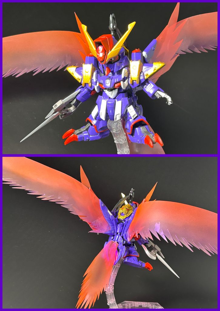 侵食・第二段階[窮奇]の呪力が増大し、侵食が進行した状態。翼の巨大化、三つの目が赤く輝くなど、より本来の姿に近くなっていく。 武器⑥邪ナル虎ノ翼(ﾖｺｼﾏﾅﾙﾄﾗﾉﾂﾊﾞｻ)強大な呪力により翼が巨大化した状態。羽ばたくだけで竜巻や幻覚を巻き起こすなど、災害級の存在と化す。 赤目と巨大翼はGBWCに間に合わなかったギミックで、9月に入ってから作成。翼を大きく作りすぎたせいで、結構広めの撮影スペースを余裕ではみ出しております笑