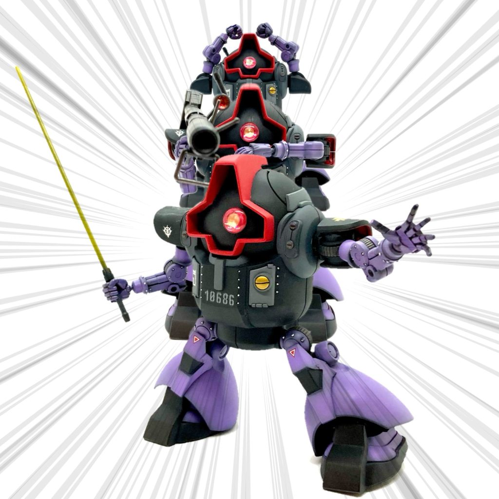 ドムといえば… ジェットストリームアタック!いや〜 同じモノを3体 作るのは大変でしたワ〜 ヘ(..、ヘ)☆\(゚ロ゚ )ウソハアカンヨ‼︎