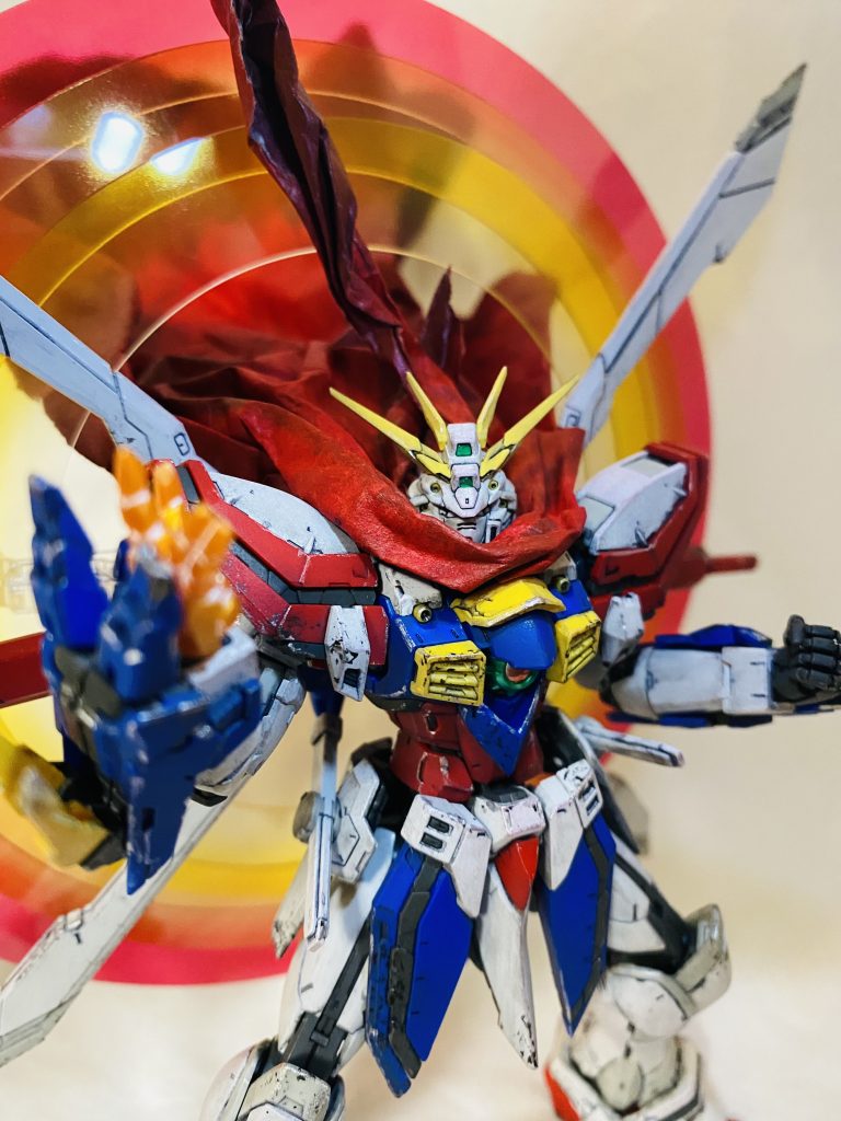 rgゴッドは、マントをつけていじってもポロリ無しの良いキットでした!自分がバリバリのGガン世代なので、思い通りのイメージで仕上げられて満足しています😊