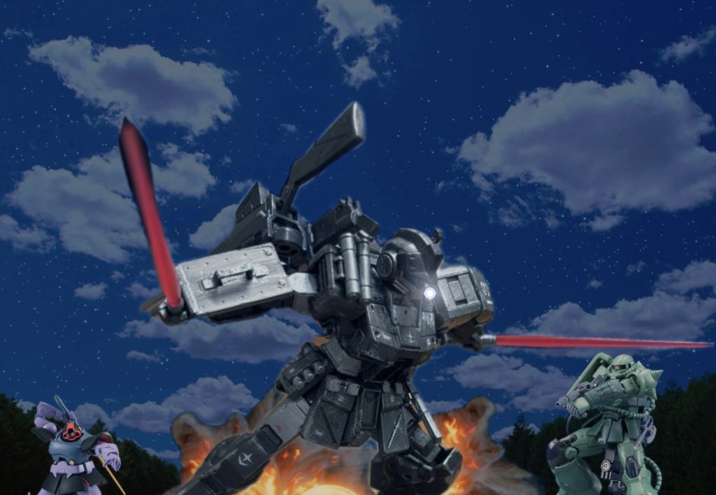 ドムのパイロットγ『コイツ動きが普通のジムより早いぞ!気をつけろ!』ザクのパイロットβ『α機が大破‼︎クソ!たかが一機に...!!』スパルタンパイロット『さっさと降伏すれば良いものぉ!!!そんなに死にたいなら殺してやる!!』ドムのコクピットがゼロ距離のビームサーベルで焼けるスパルタンの標的がザクに変わるザクのパイロットβ『ひぃ!!来るなぁ!!』恐怖のあまりマシンガンを撃ち続けるザク!だがスパルタンのショートシールドによって全て防がれてしまう!ビームサーベルによってザクの両腕が斬り飛ばされる!ザクのパイロットβ『うわぁぁぁぁァァァァ!!!』