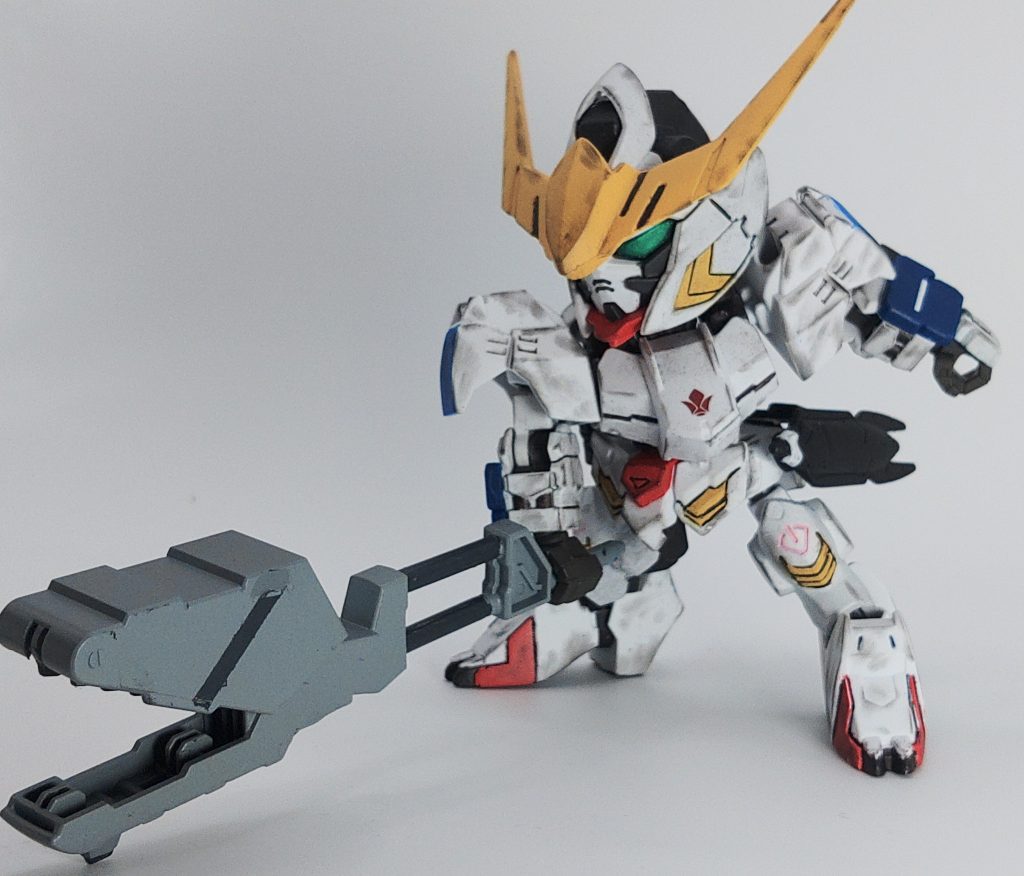 第6形態鉄華団マークはHG用の水転写デカールを使用。レンチメイスはそもそも戦闘用なの?そこら辺にあったものを武器として使用するバルバトス好きです。