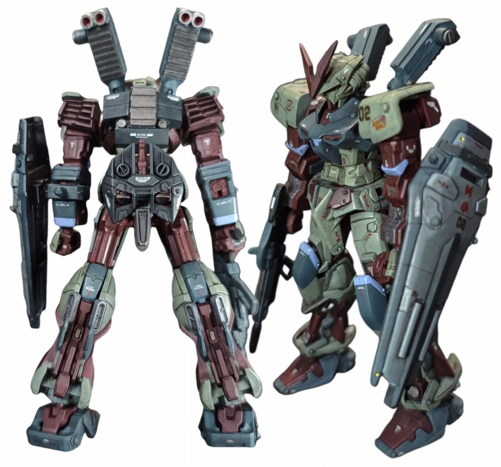 このアストレイは、バックパックがスライドして追加装備ができるので、バックパックを追加しましたwちょっとフルバーニアンちっくに。ほぼほぼDSOBLKです。