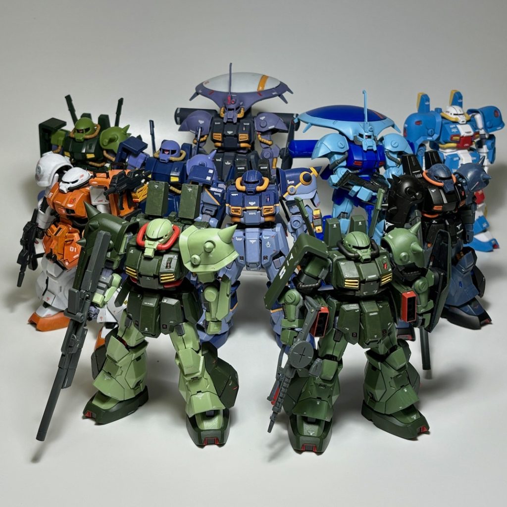 HGUC版も加えて、我が家のハイザック軍団。ハイザック最終試験型（HGUC版ベースのオリジナル機）https://gumpla.jp/hg/1266035 