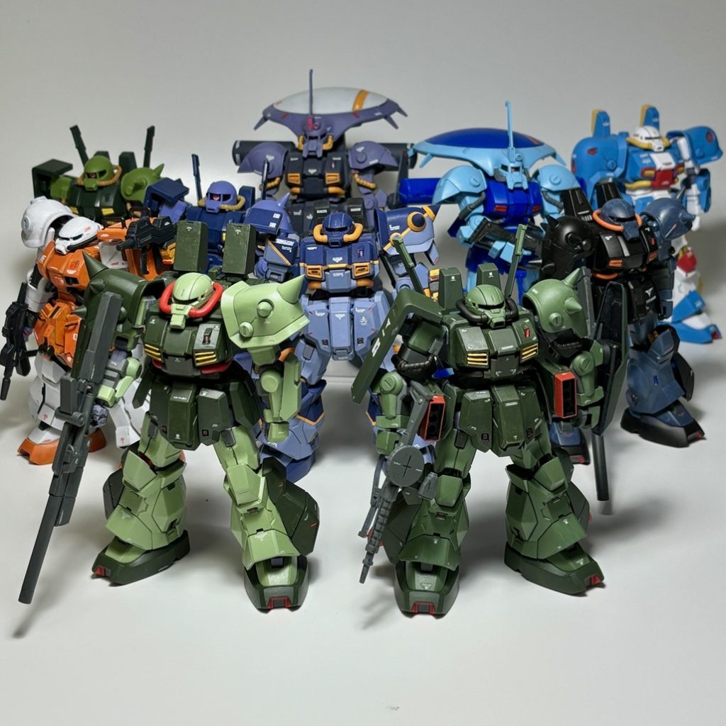 HGUC版も加えて、我が家のハイザック軍団。ハイザック最終試験型（HGUC版ベースのオリジナル機）https://gumpla.jp/hg/1266035 