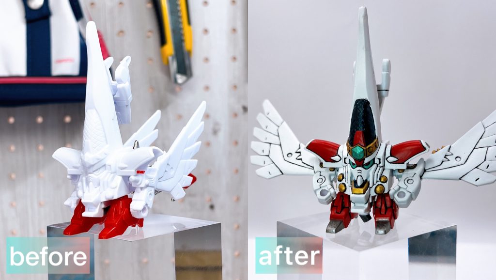 無塗装の素組状態との比較です!あくまで魔星のおまけなので、マスター以上にパーツの色分けが少なく、マスターよりサイズも小さいので塗り分けが大変でした。無塗装だとマスター以上にシンプルな見た目です....