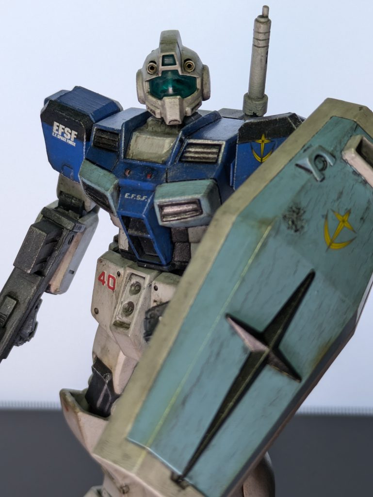 アクリル絵の具で彩色して、ウェザリングや墨入れ、ウェザリングマスターでの汚しを入れています。アクリル絵の具だと少し塗膜が厚くなる傾向があるので、ここはもう少し技術をアップさせて薄い塗膜を目指したい。