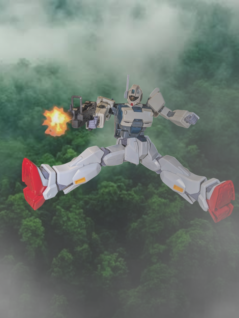 アサルトマン降下!霧が濃い森にポツリと降下しました。ここらへんに残党のアジトを観たという村人の話を聞き、本人だけの隠密活動です。撃ってる理由は追っ手が来たからです...。