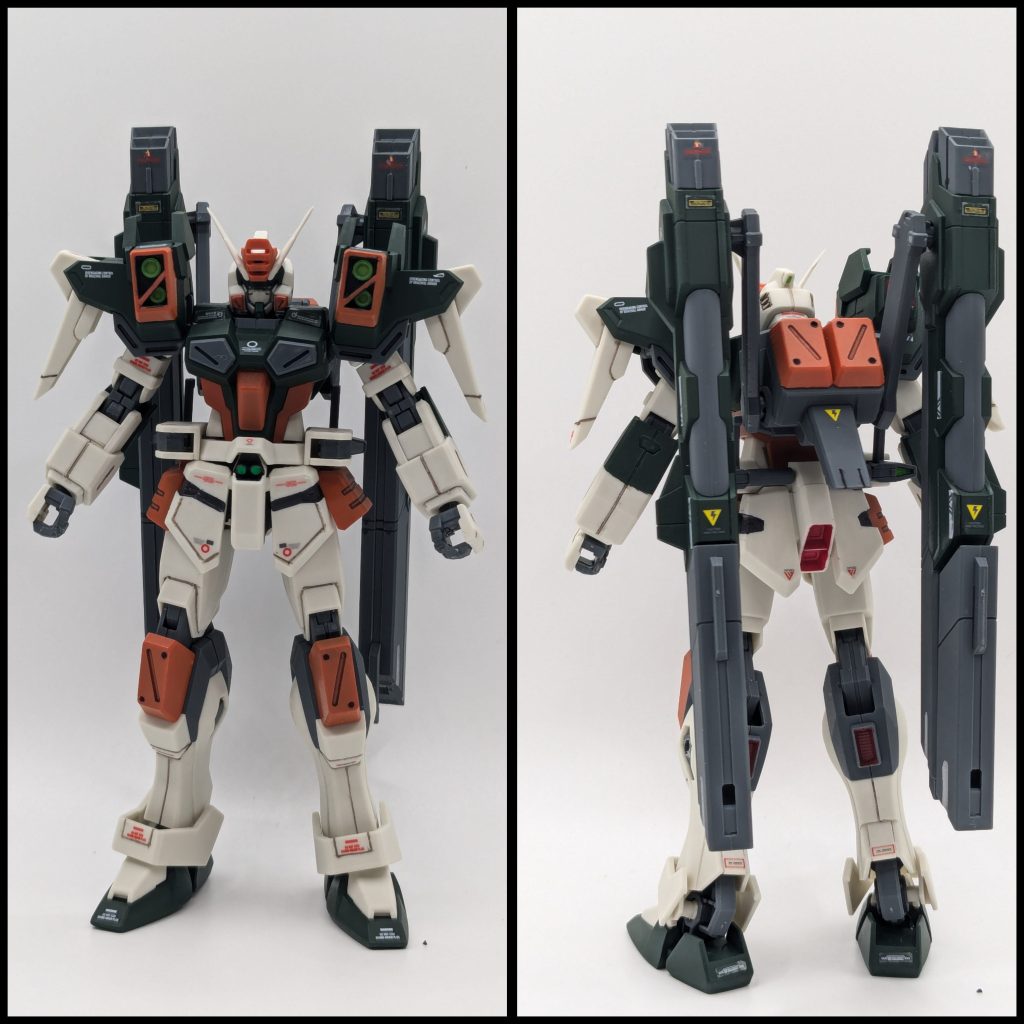 本体は緑とオレンジ、スラスターと肩部センサー部のみ塗装。若干のスジボリとデカールを追加