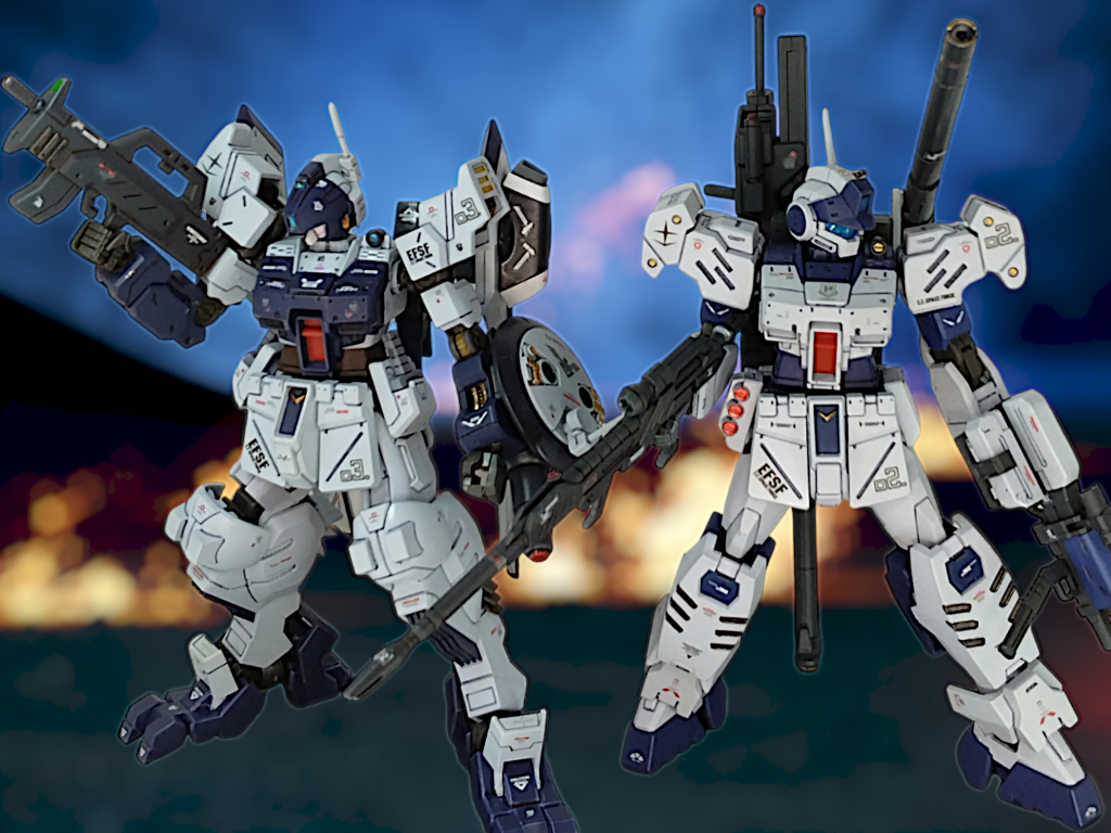 2番機スパルタンの手足がクアンタベースなので、普通のジム系を隣に並べると「コレじゃない感」が出てしまいます・・・前回のジムスナⅡと並べて痛感しました(zaku-kao4)なので、今回は2番機に釣り合うような「適度なスタイリッシュさ」を心がけて組みました