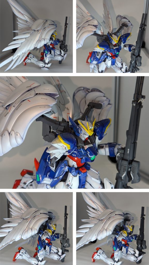 ゼロカスタム、シンプルなデザインにバサッとした羽、とにかく格好良いの一言に尽きますねぇ。初見で「え！？羽！？いや、、美しいやん！」となったガンダムでした。 映画で観たあの瞬間、懐かしい。