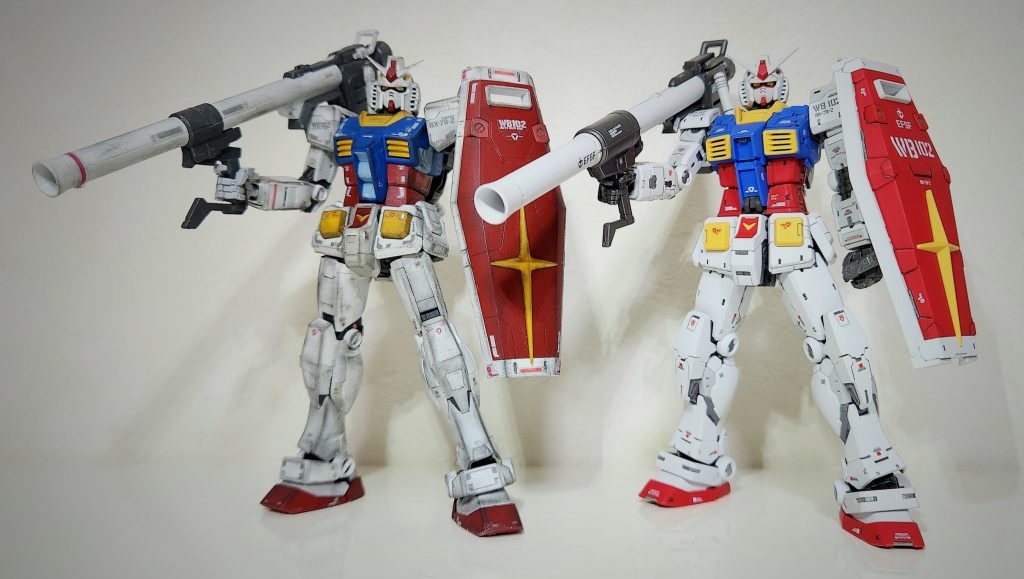 旧版と並べて。プロポーション、特に下半身が違いすぎるw触ってもポロリせずちゃんと自立出来るってだけで2.0の圧勝ですね！ 