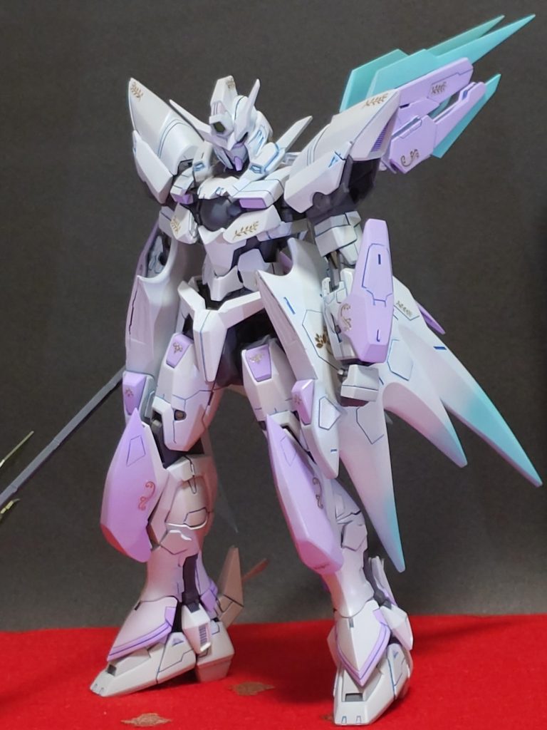 正面図膝アーマーはブリッツのバックパックよりサイドスカートはデスサイズヘルEWより細かいパーツはHGのジャンクより流用