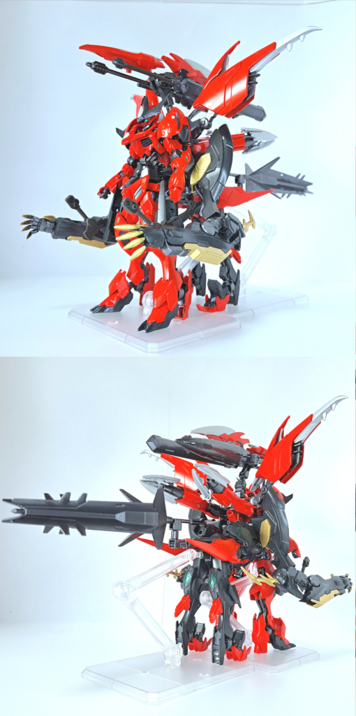 Ex-弐 (エクストラツー)アメイジングブースター天王式を背面にドッキングさせた強化形態を指す形態名。機体元々の性能に加え運動性が著しく向上し、超人的マニューバに更なる磨きをかける。アメイジングブースター天王式とドッキングしている際、超大型メイスはテイルブレードの部分に接続される。