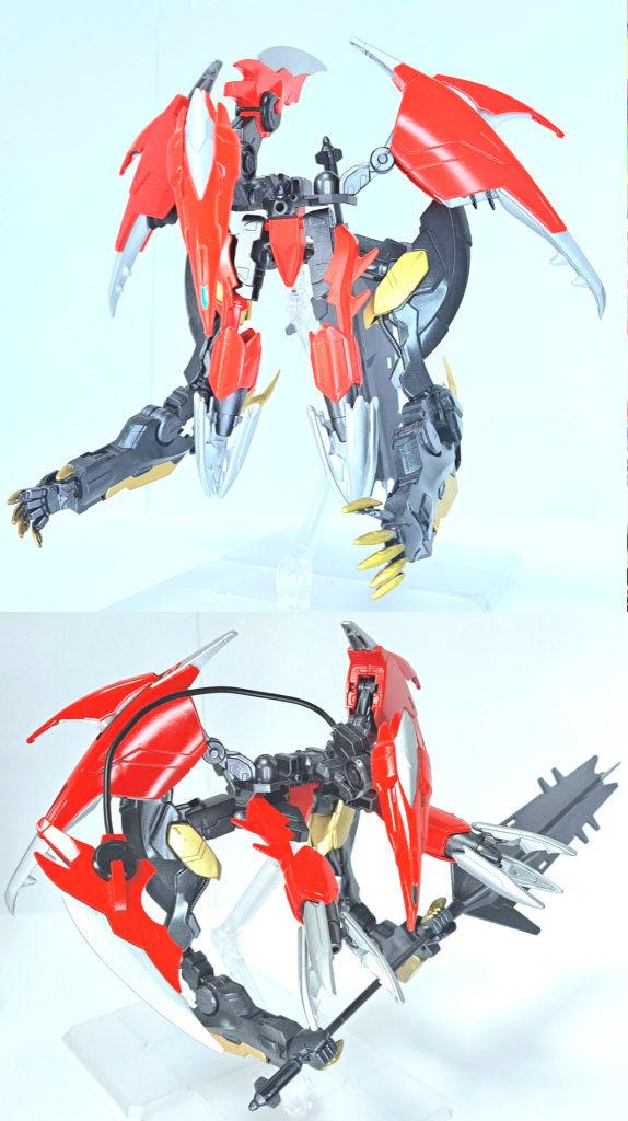 アメイジングブースター天王式 (テンワンシキ)元のアメイジングブースター天式改にバルバリックタウロスレクスのバックパックが合体した強化ユニット。超硬ワイヤーブレードを装備しており、単独でもサポートメカとして運用可能。援護射撃のみならず、クローと大型サブアームと超大型メイスによる至近距離援護が可能。名前の王(ワン)は十一の一、レクスの意味である王の二重の意味でつけました