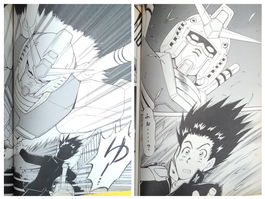 「?」「飛行機…?」 クン ヒュン 「え…」「飛行機があんな飛び方するわけないよな……」「まさか…」「まさか…!」 「ゆー…」 「ふぉ…?」 これが彼、黒野 時夫とガンダムの出会いだったーーー