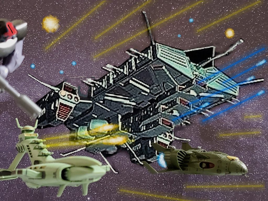 『ア・バオア・クー海戦』の初手となるNフィールドの戦闘❕第６艦隊の役割は出来るだけ敵戦力をNフィールドに引っ張り出し、そして突破する事である😔✨しかし、この宙域にはドロス級空母を中心とする大隊が布陣を敷いていた❗高い火力と分厚い装甲を持つまさに巨大な要塞😵💦ドロス級が壁となり第６艦隊の進行を阻んでいた✋