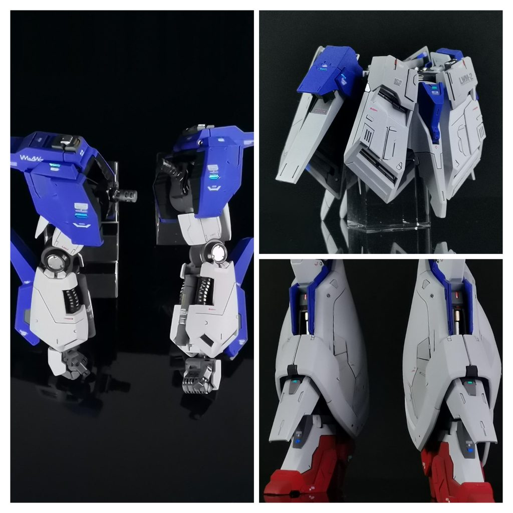 凹部は銀下地にクリアブルーやクリアグリーンを吹いて、キャンディ塗装でセンサーを表現しました。面倒ながらメタリックカラーとはまた違った良さがあります。ただ、緑はブルーグリーンではなく、はっきり緑にすべきでした。どっちも青にしか見えない悲しみ。