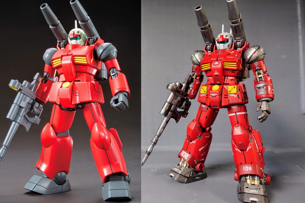 素組みのガンキャノンとの比較…シンプルなガンキャノンもやっぱり良いなぁ（笑）