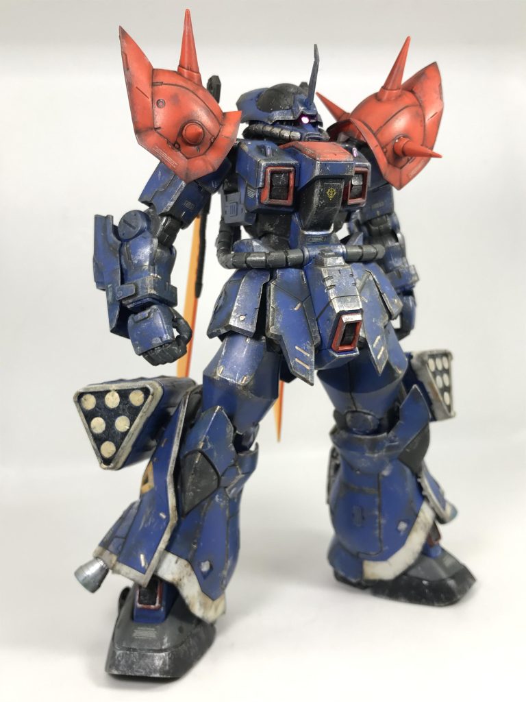 ⑥水性ホビーカラー焼鉄色でチッピング⑦水性ホビーカラーシルバーでドライブラシ⑧リアルタッチマーカーリアルタッチブラウン1で印影付け⑨シルバーやゴールドで適当にバーニアやモールドに差し色追加