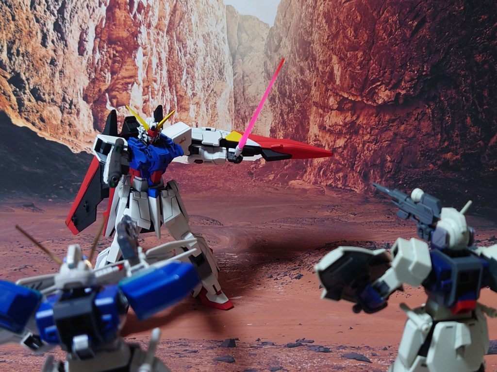 “ブルーコスモス”のMS隊との戦闘。