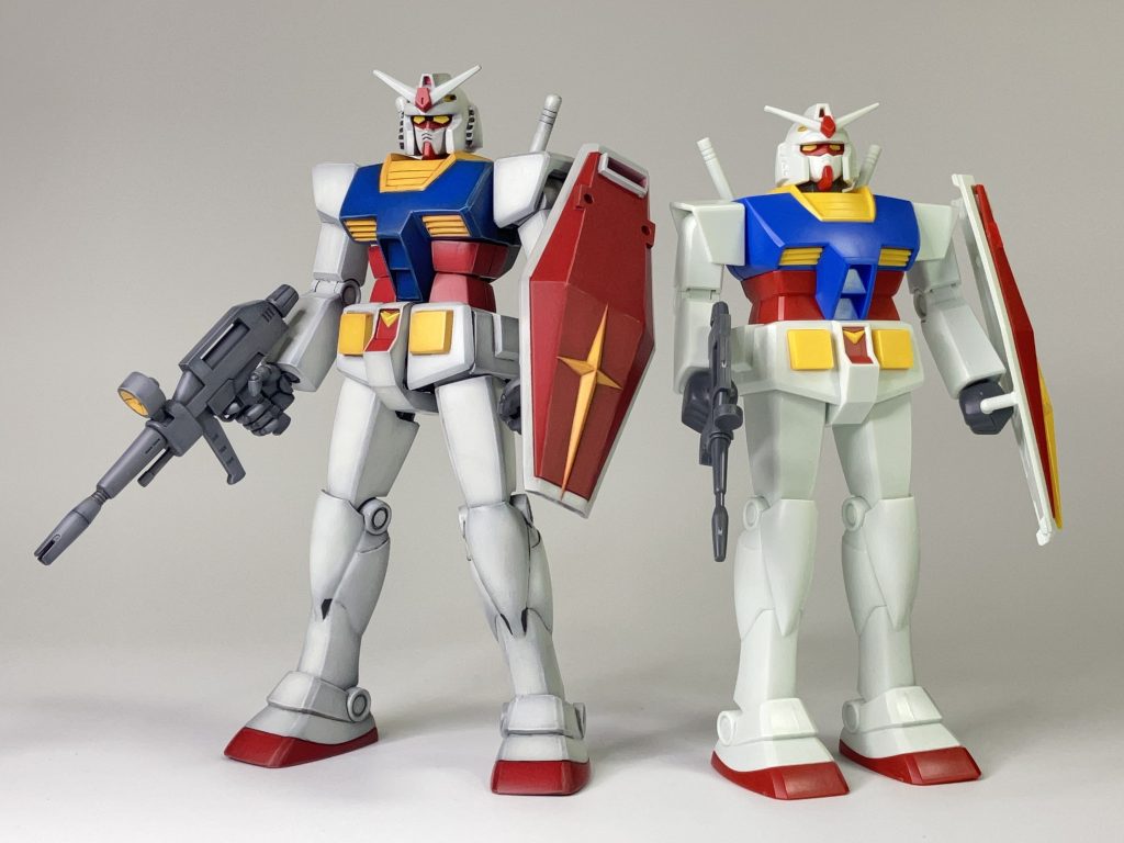 ゲストとして、大型新人のリバイバル旧キットガンダムさんにお越しいただきました!かわいい!!胴体と足の延長分、大きくなってますね