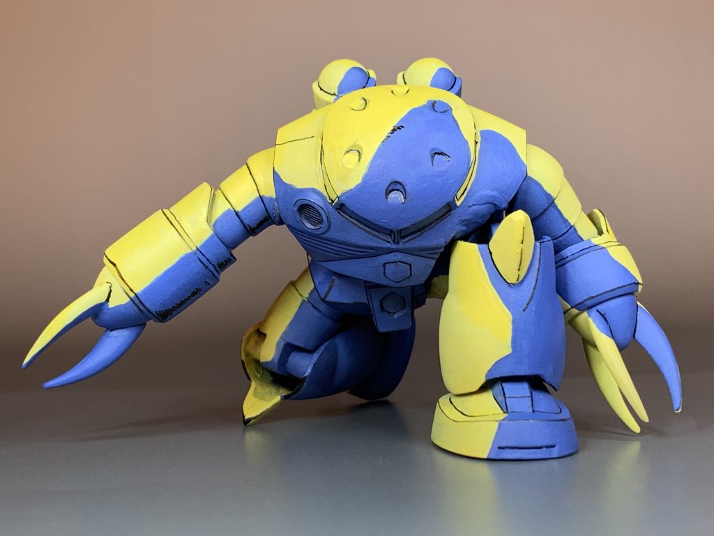 アニメのワンシーンを再現すべく、光と陰の２色に塗り分けて、エッジ部分を黒ペンで描き込みました。いわゆるアニメ塗りのような感じになりました。