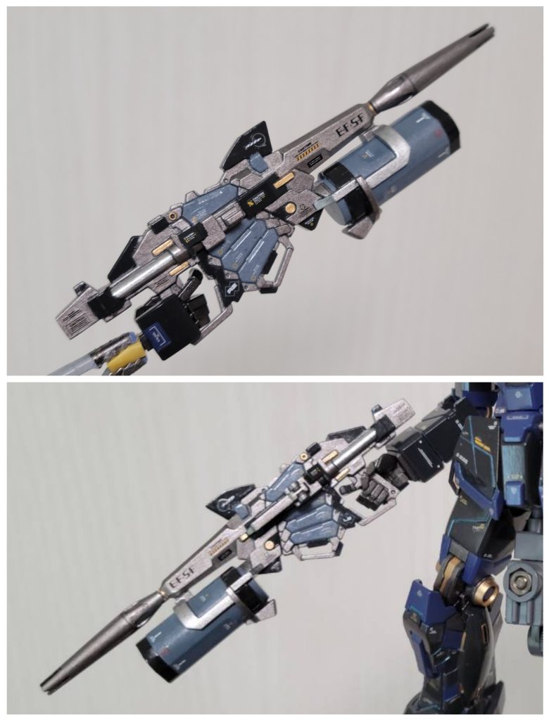 本体がどうしても地味になってしまうので、ビームマグナムは意識的に明るめにと色数多めに塗り分けしました。