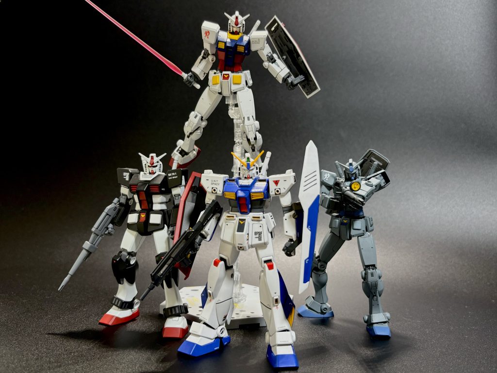 最後は一年戦争のガンダム大集合で。ジオン殲滅も目前だ！今回主役機コンにエントリーしましたが、ポケ戦の主役ってザクでは？という見方も出来ます。ただし、登場人物の中での主人公は？と問われるとクリスでもバーニィでも無くアルだし。まぁタイトルが機動戦士ガンダムなので問題無いはず(gundam-kao6)最後までご覧いただきありがとうございました！