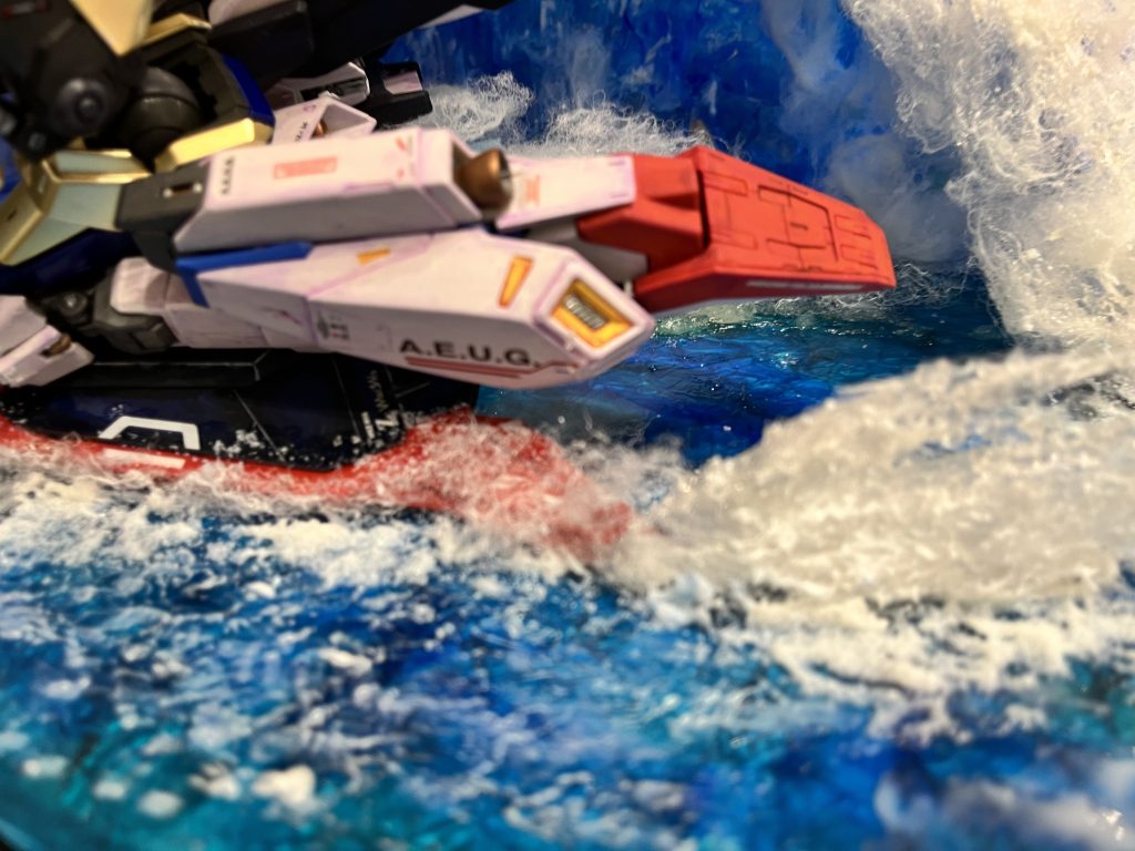 見どころポイント。着水したウイングにまとわりつく水しぶきや泡。地味なところですが上手に表現できたなと😊