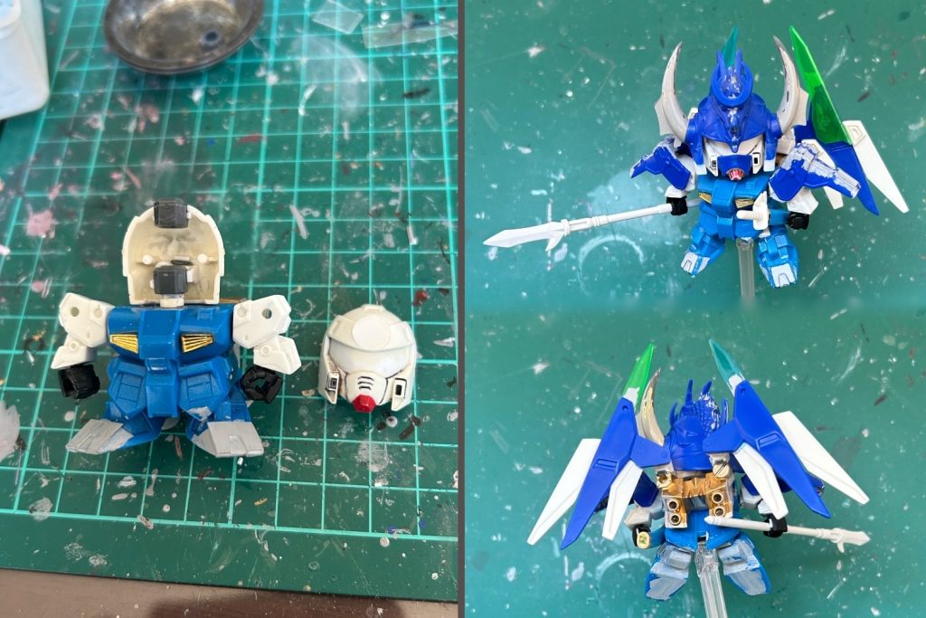 首と兜の接続はSDWHシリーズの肩用ジョイントを移植。