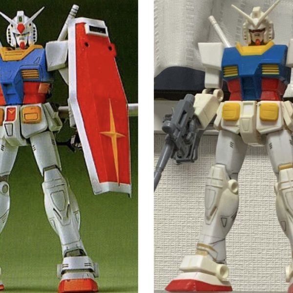 新生/RX-78 ガンダム のプロポーション変更長い顔をカット接着、カメラアイの新造顎削りで再接着。サーベル一本無くしてちょっとショック（2枚目）