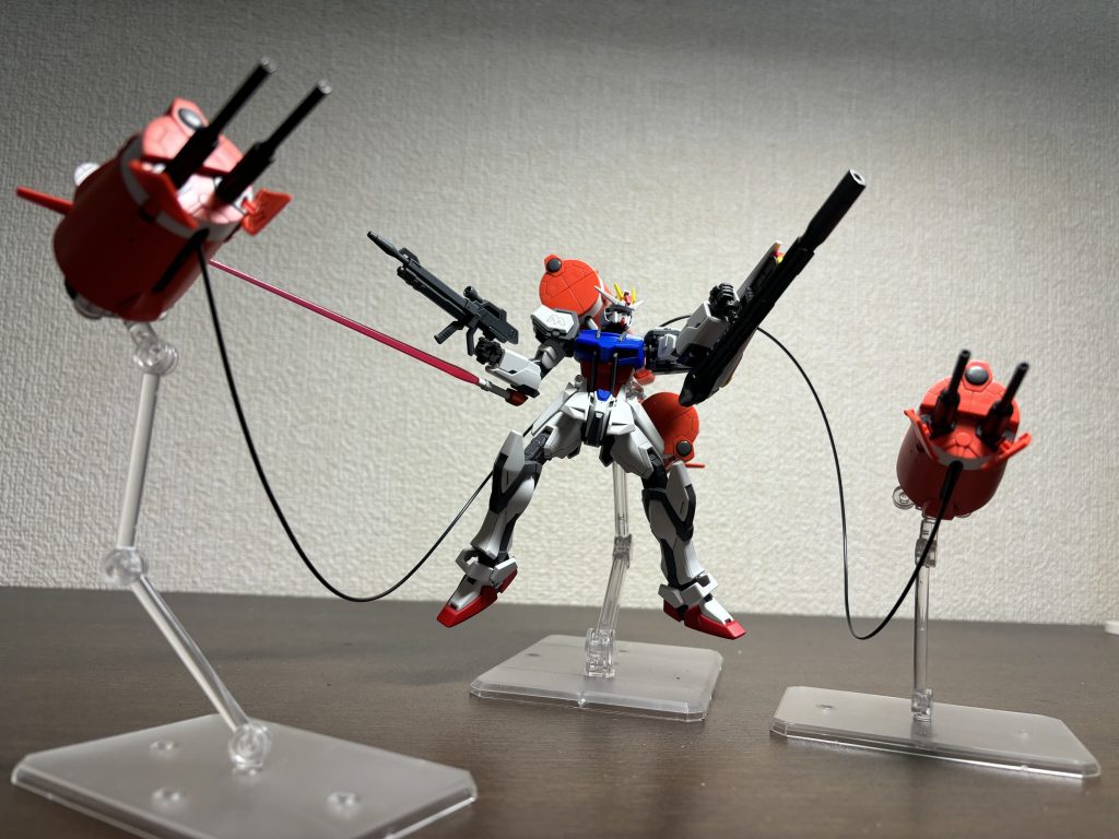 以上メビウスゼロストライクでした。配置などはガンバレルストライカーを参考にしましたが、作ってみて改めて「メビウスゼロって結構大きいんだなぁ…」と思いましたねでは失礼します