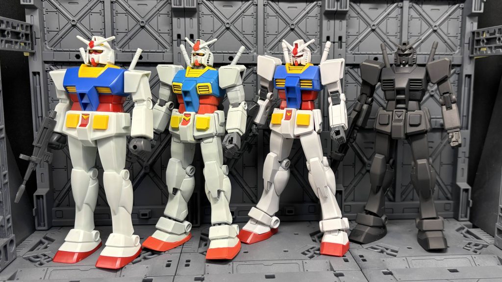 低価格帯なベストメカコレクション、FG、EGと並べて。出た時期がそれぞれ違うのでプロポーションに結構差がありますね。素立ちで飾るなら可動の狭さも気にならないですし参加するだけで貰えるのでお近くでイベント開催中ならぜひ行ってみてはいかがでしょうか