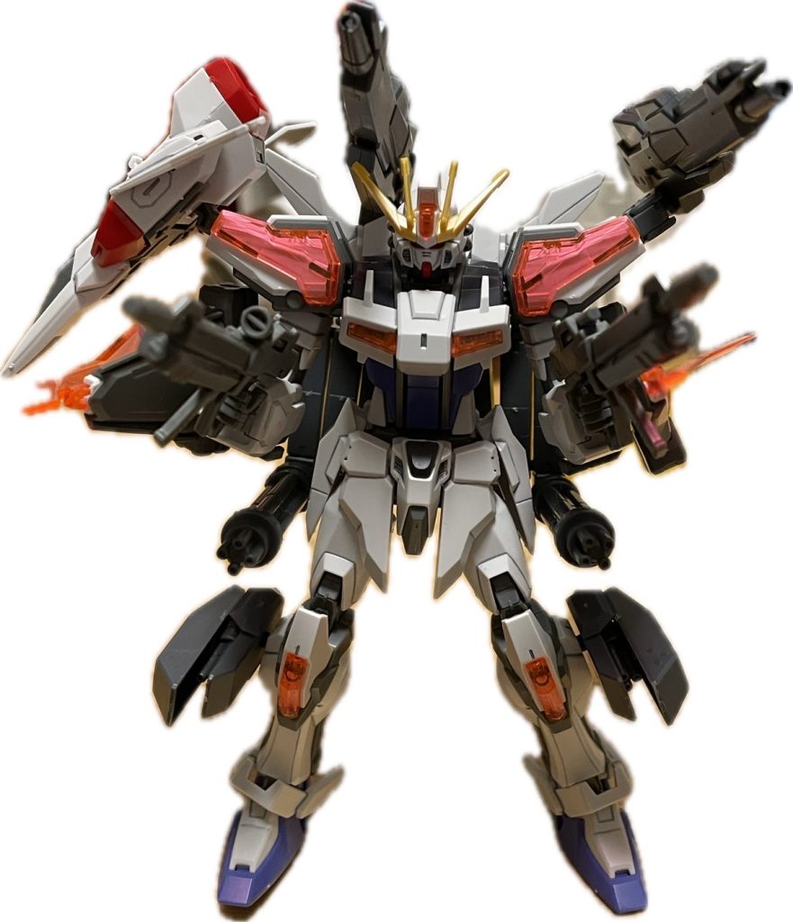 全武装展開状態。エクシードギャラクシーのシールドもビーム刃を展開できます。