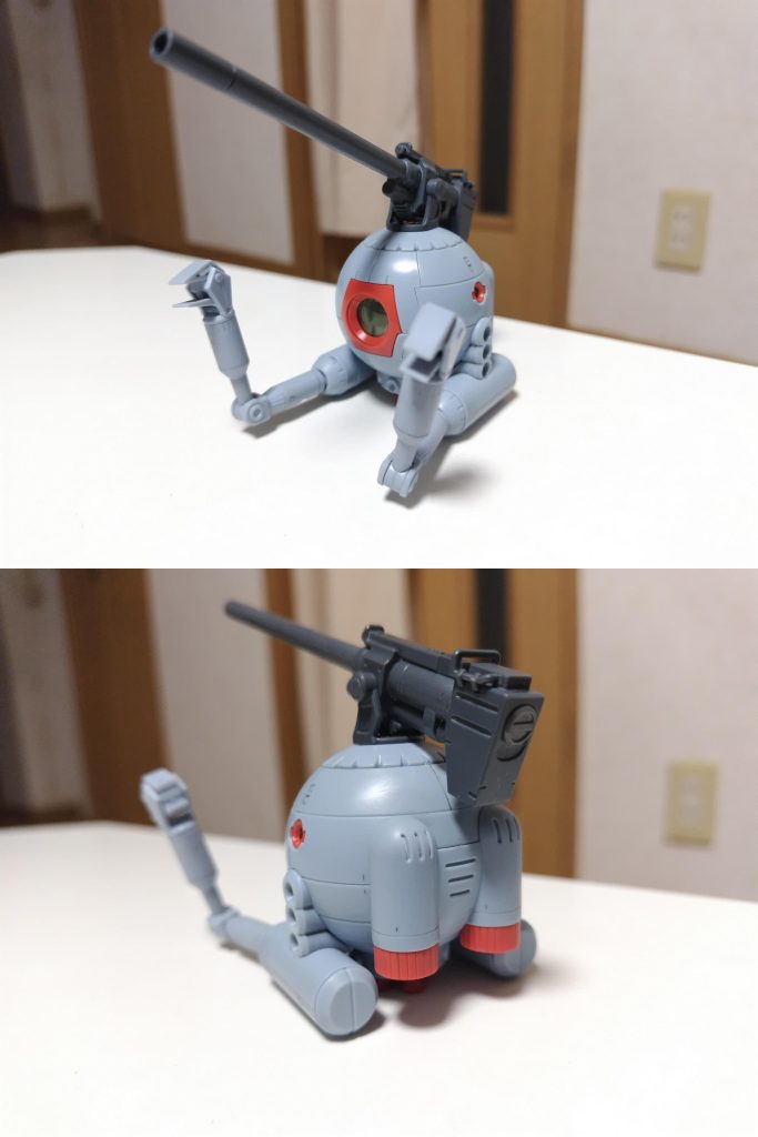 製作工程・・・といっても、ほとんど素組みです。加工箇所は、各部のスジ彫りと合わせ目の段落ち化くらい。キャノン砲だけは合わせ目を消しました。