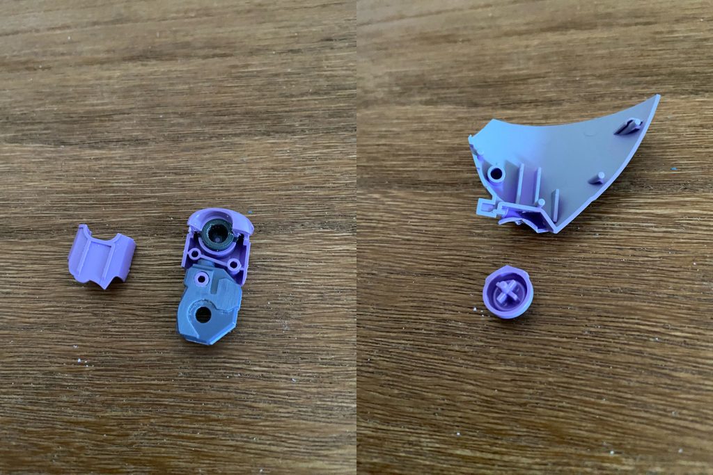 塗装のために腿、膝関節は後ハメ加工をしました。