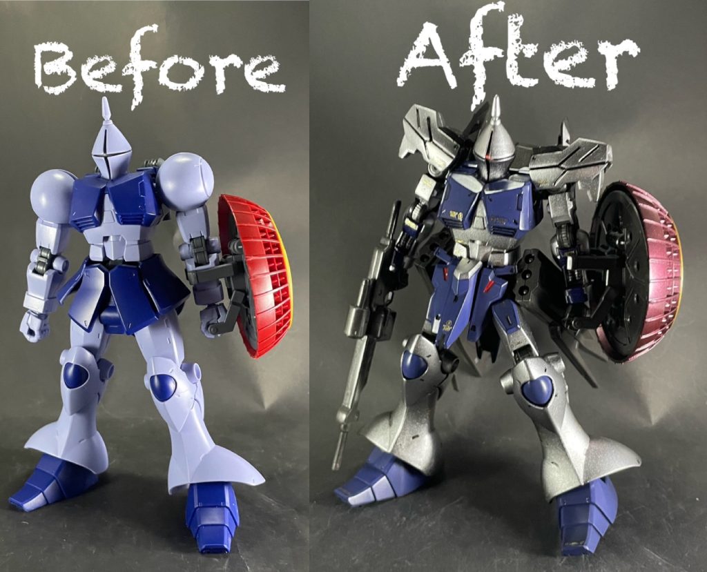 ギャンの素組みとのビフォーアフター！まるっきり別物になったかなと思います😆