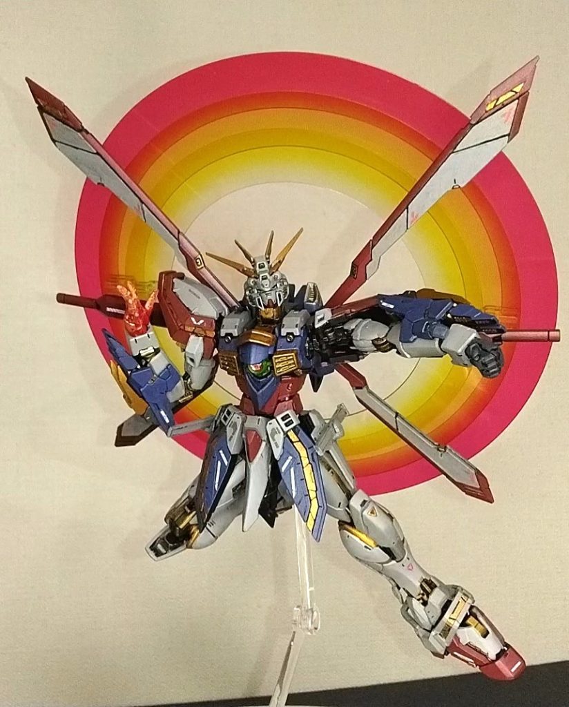 爆熱ゴッドフィンガー時のクリアー手首はドライブラシで仕上げました。