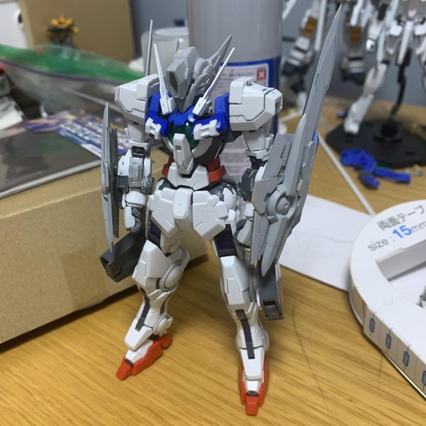 HGガンダムアストレアの頭部を使用してセンサーマスクをスクラッチしました！表面処理してないのでめっちゃ汚い！あとで表面処理するので許して〜（4枚目）